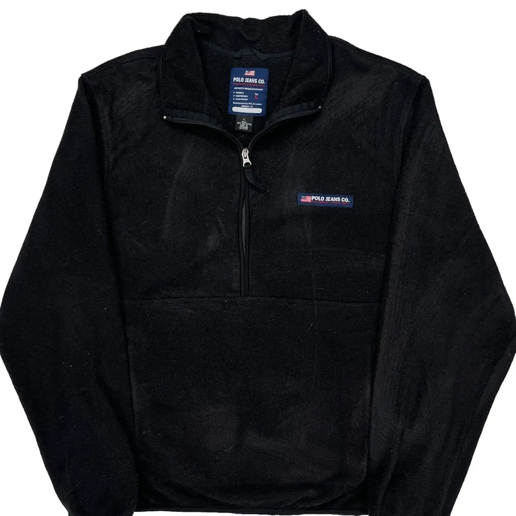 Polo By Ralph Lauren 1/4 Zip - Large Black Polyester - Image 5