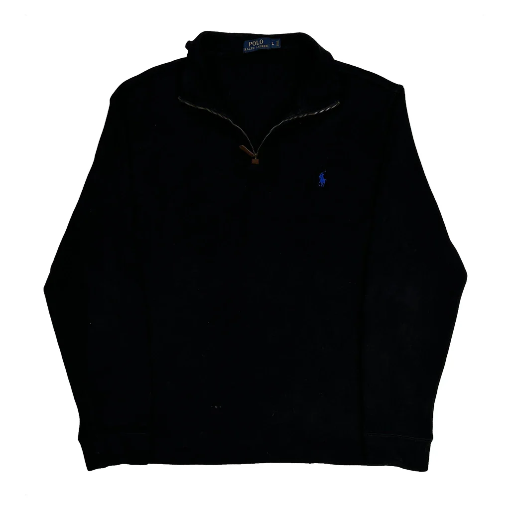 Polo By Ralph Lauren 1/4 Zip - Large Black Cotton