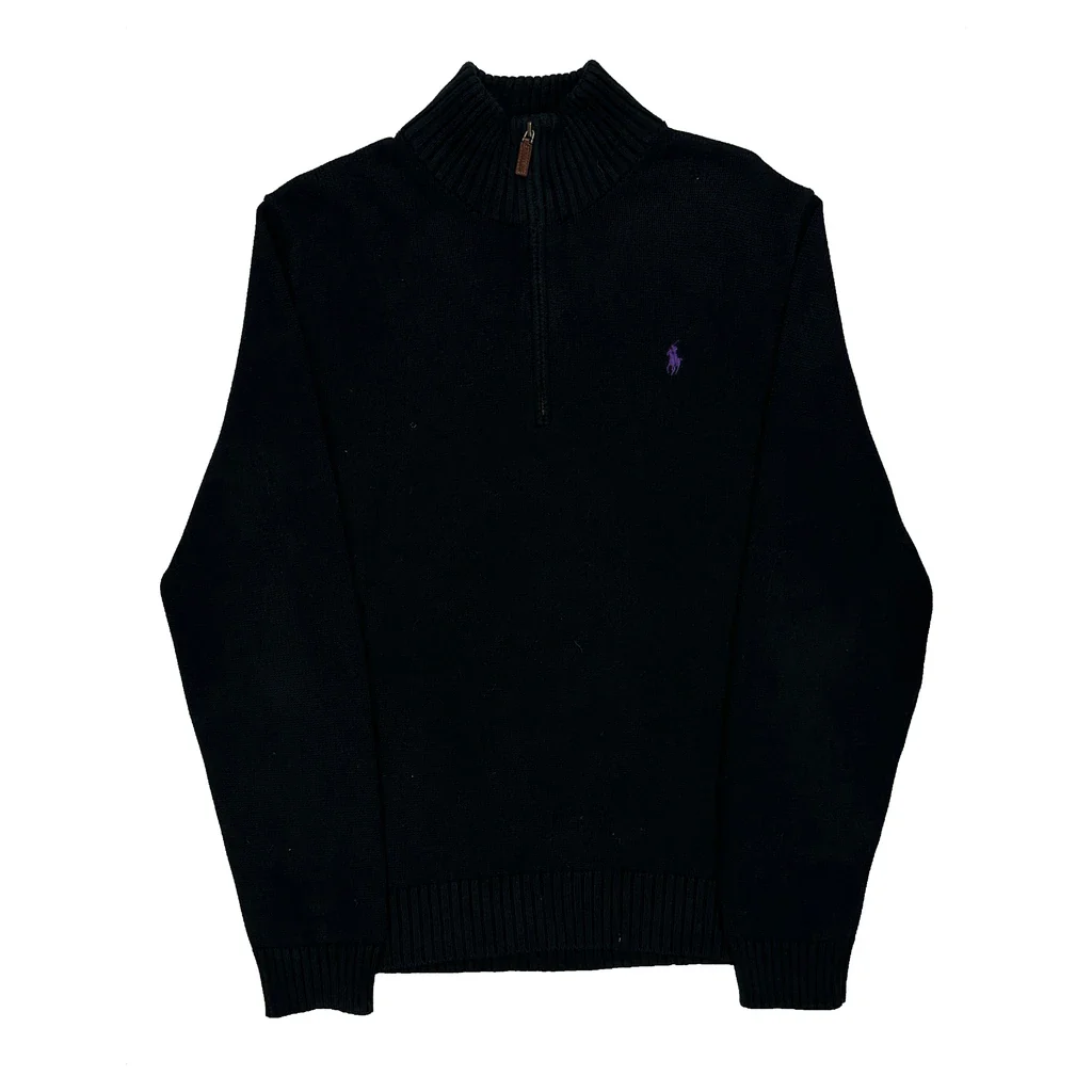 Polo By Ralph Lauren 1/4 Zip - Large Black Cotton
