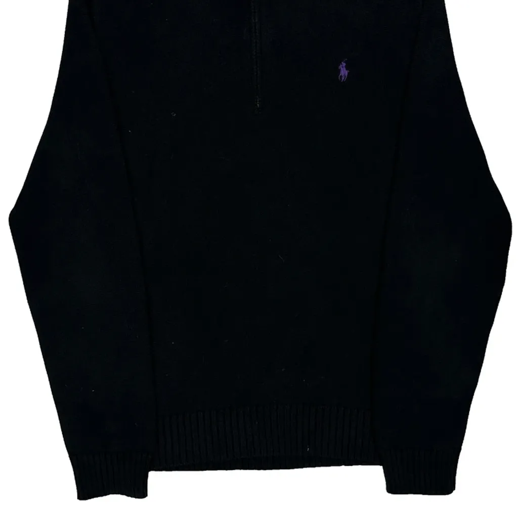 Polo By Ralph Lauren 1/4 Zip - Large Black Cotton - Image 5