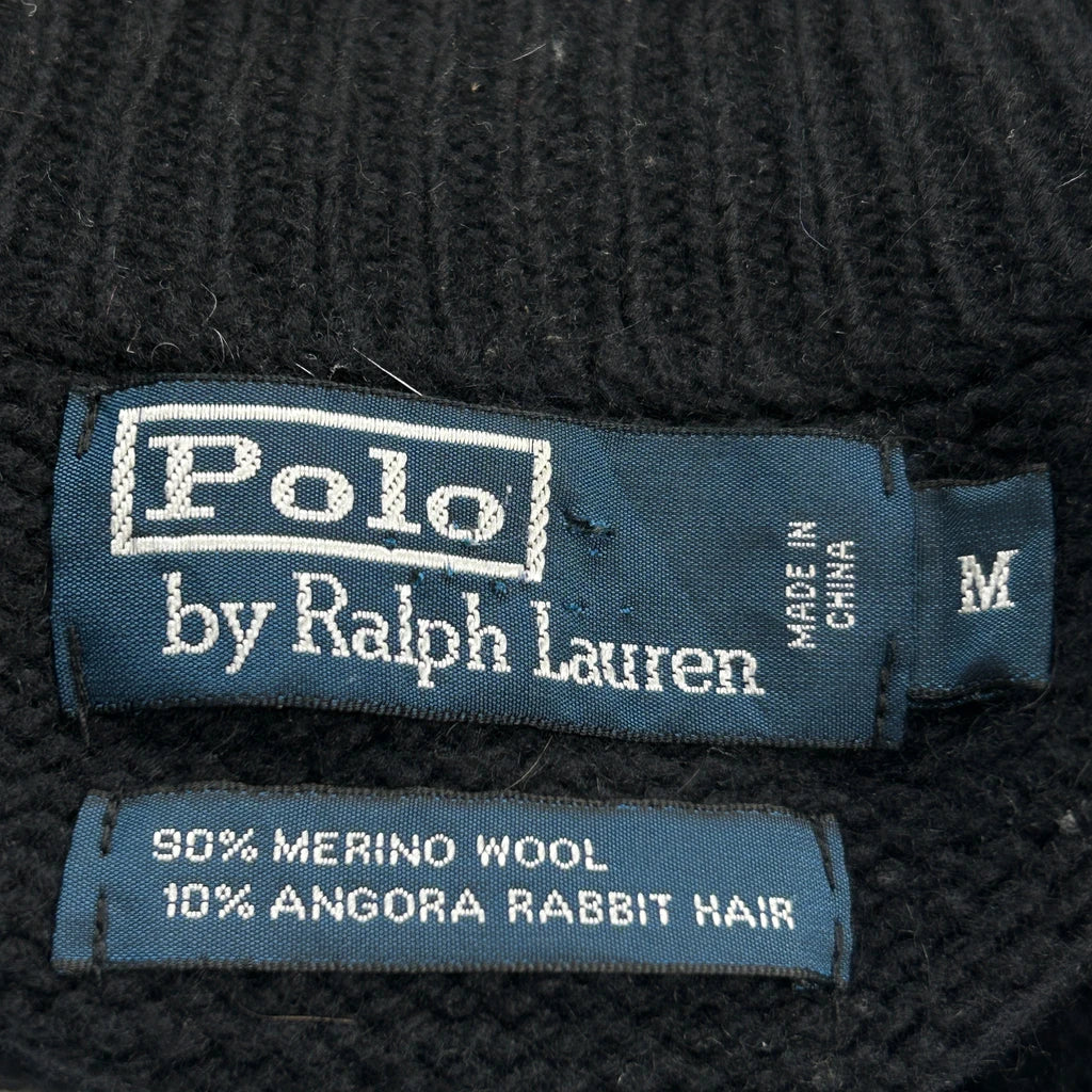 Polo By Ralph Lauren 1/4 Zip - Medium Black Merino Wool Blend - Image 3