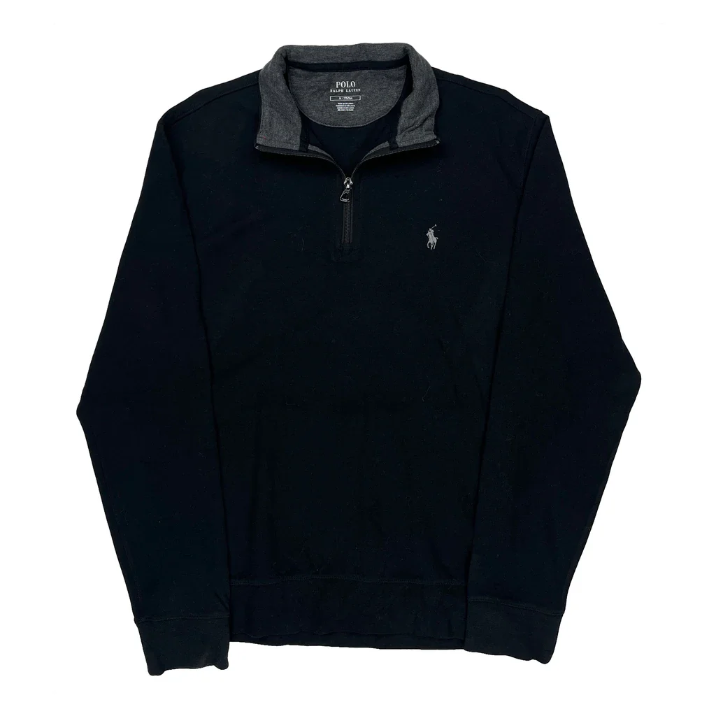 Polo By Ralph Lauren 1/4 Zip - Medium Black Cotton