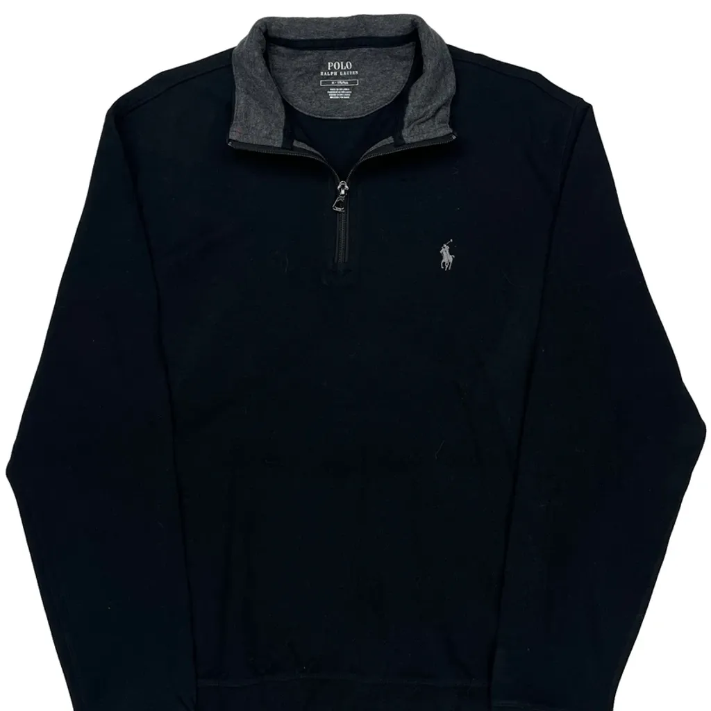 Polo By Ralph Lauren 1/4 Zip - Medium Black Cotton - Image 5