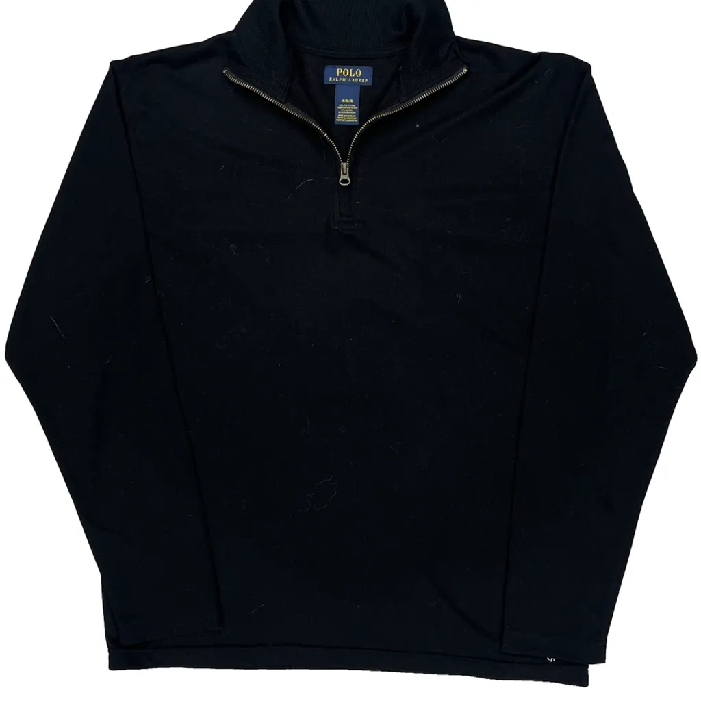 Polo By Ralph Lauren 1/4 Zip - Medium Black Polyester - Image 5