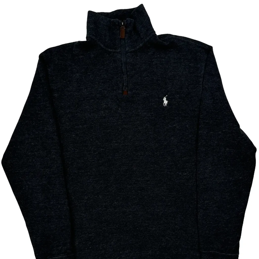Polo By Ralph Lauren 1/4 Zip - Medium Black Cotton - Image 4