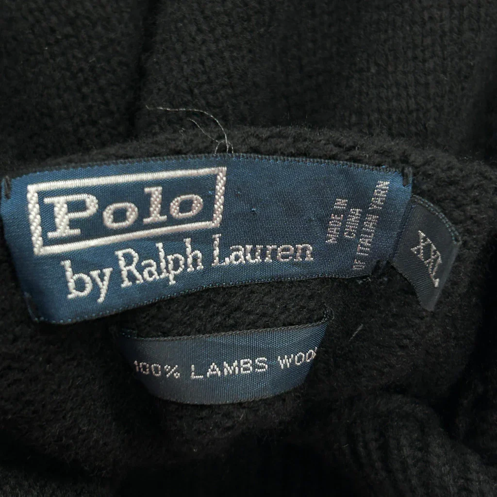 Polo By Ralph Lauren 1/4 Zip - XL Black Wool - Image 3