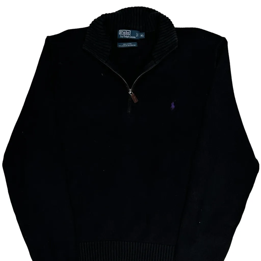 Polo By Ralph Lauren 1/4 Zip - XL Black Cotton - Image 5