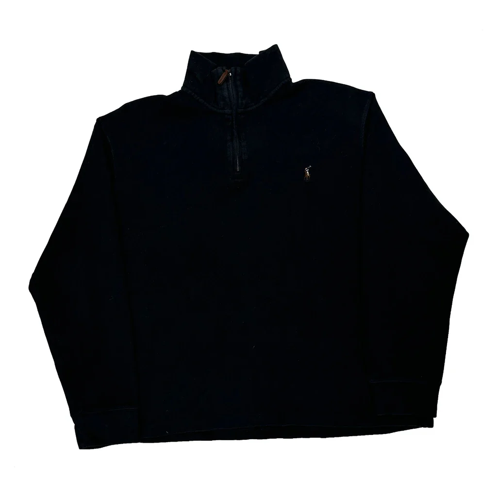 Polo By Ralph Lauren 1/4 Zip - XL Black Cotton