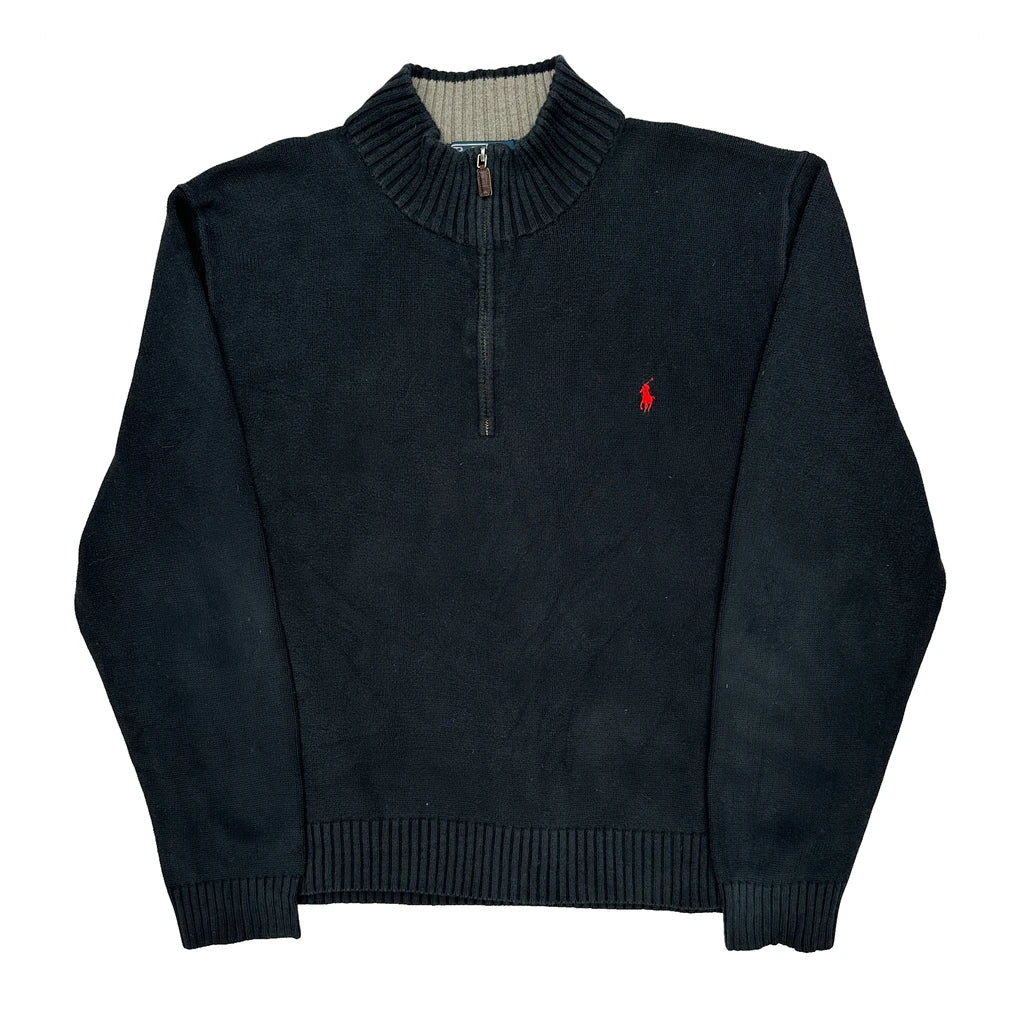 Polo By Ralph Lauren 1/4 Zip - 2XL Black Cotton