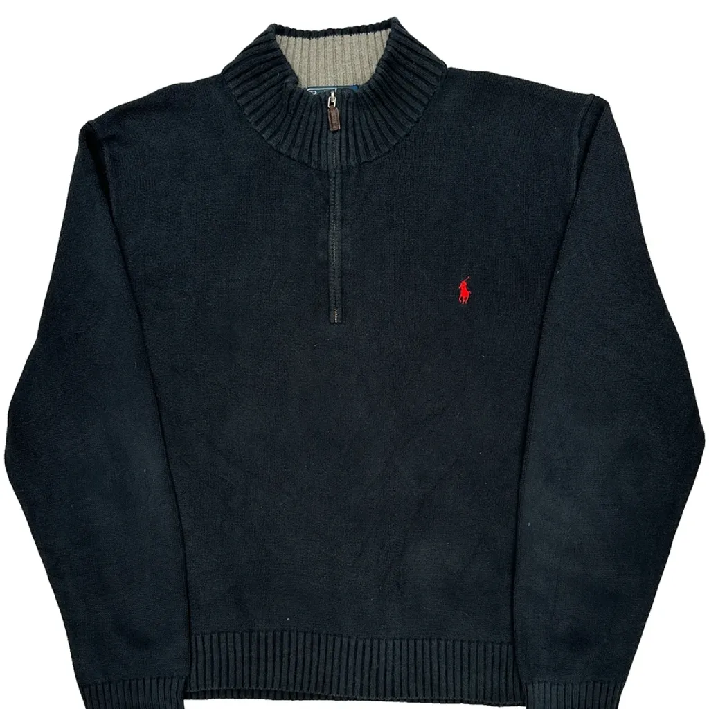 Polo By Ralph Lauren 1/4 Zip - 2XL Black Cotton - Image 6