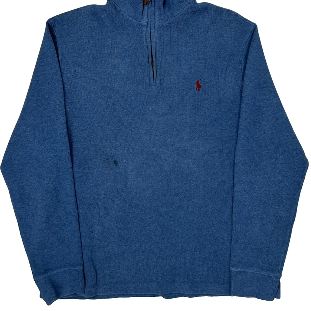 Polo By Ralph Lauren 1/4 Zip - Large Blue Cotton - Image 4