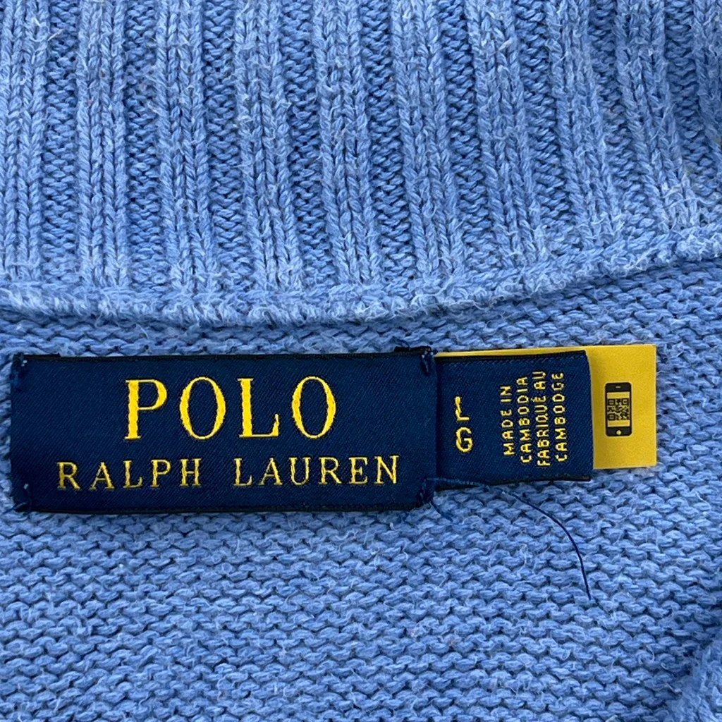 Polo By Ralph Lauren 1/4 Zip - Large Blue Cotton - Image 3
