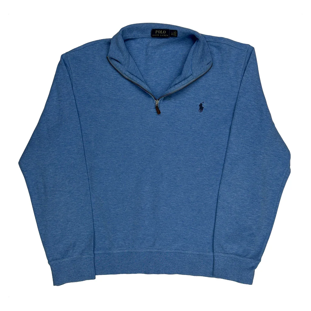 Polo By Ralph Lauren 1/4 Zip - Large Blue Cotton