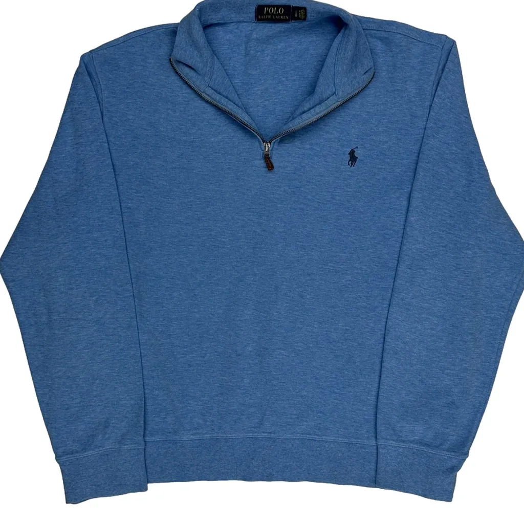 Polo By Ralph Lauren 1/4 Zip - Large Blue Cotton - Image 5