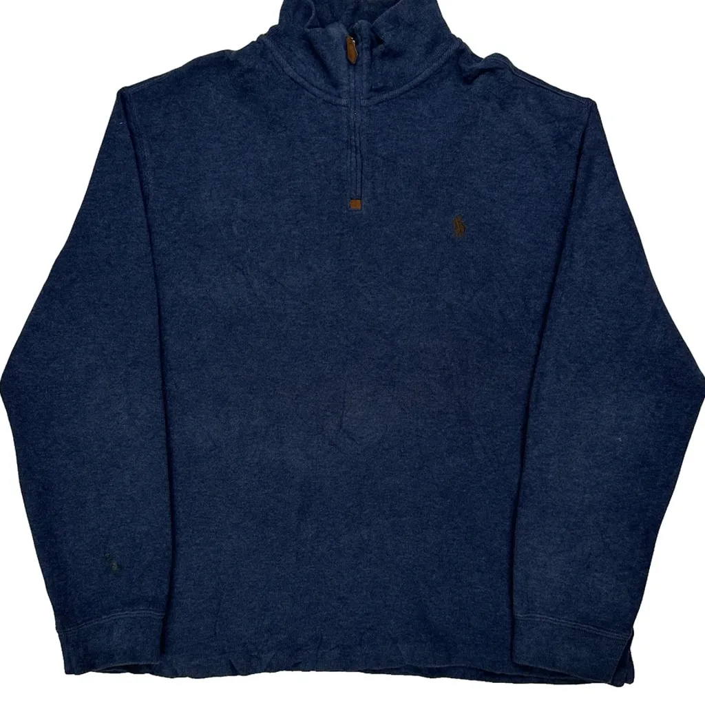 Polo By Ralph Lauren 1/4 Zip - Large Blue Cotton - Image 4