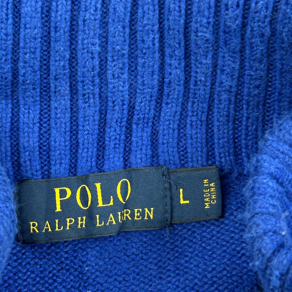 Polo By Ralph Lauren 1/4 Zip - Large Blue Cotton - Image 3