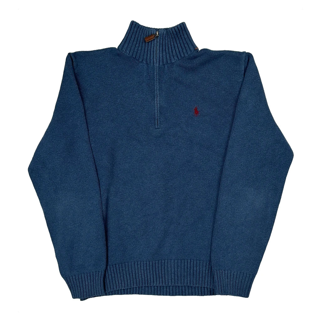 Polo By Ralph Lauren 1/4 Zip - Medium Blue Cotton