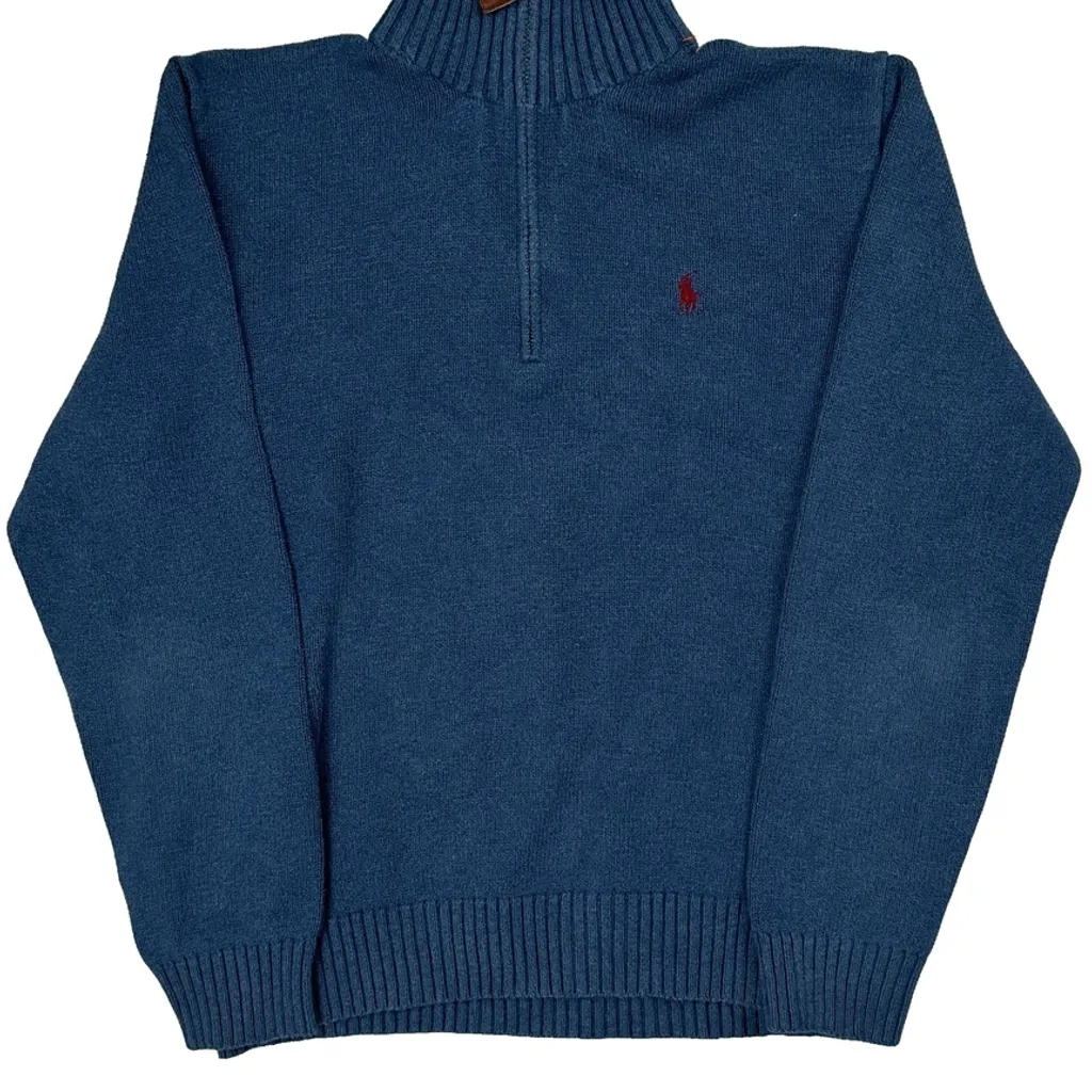 Polo By Ralph Lauren 1/4 Zip - Medium Blue Cotton - Image 5