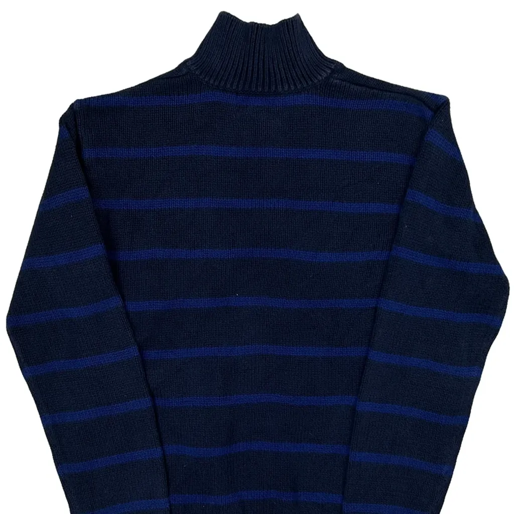 Polo By Ralph Lauren Striped 1/4 Zip - Medium Blue Cotton - Image 6