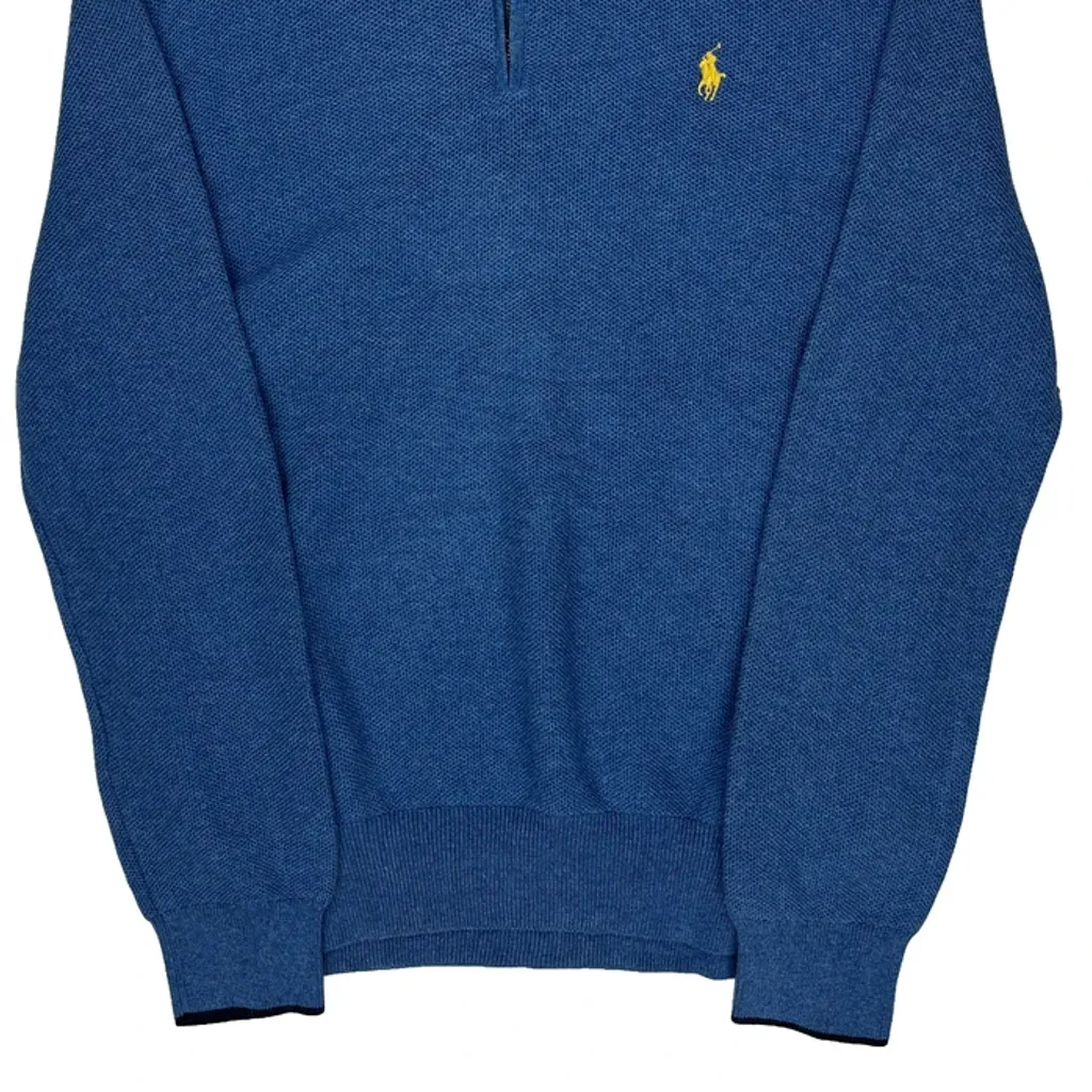 Polo By Ralph Lauren 1/4 Zip - Medium Blue Cotton - Image 5