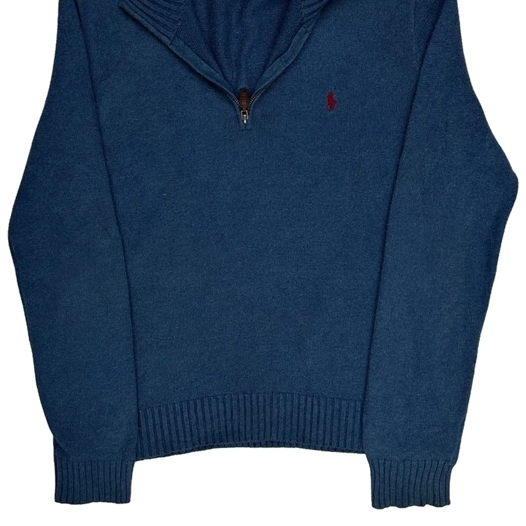 Polo By Ralph Lauren 1/4 Zip - Medium Blue Cotton - Image 5