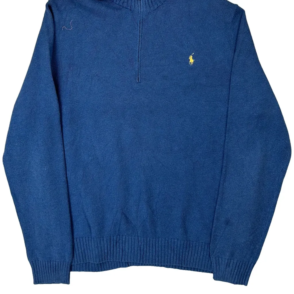 Polo By Ralph Lauren 1/4 Zip - XL Blue Cotton - Image 4
