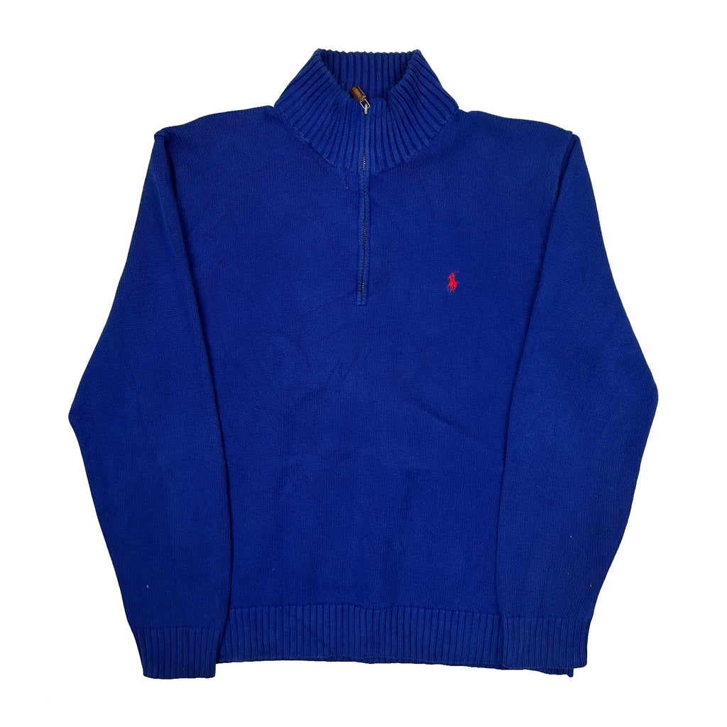 Polo By Ralph Lauren 1/4 Zip - XL Blue Cotton