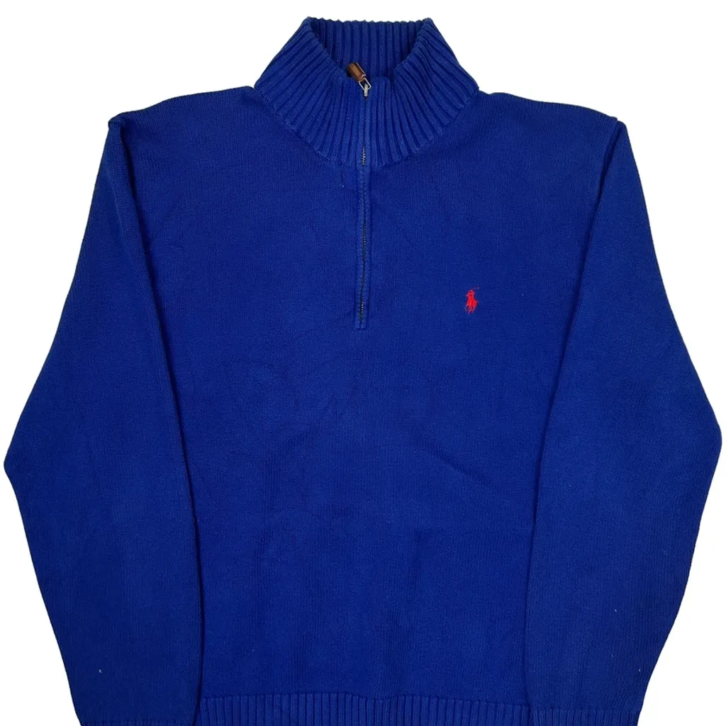 Polo By Ralph Lauren 1/4 Zip - XL Blue Cotton - Image 4