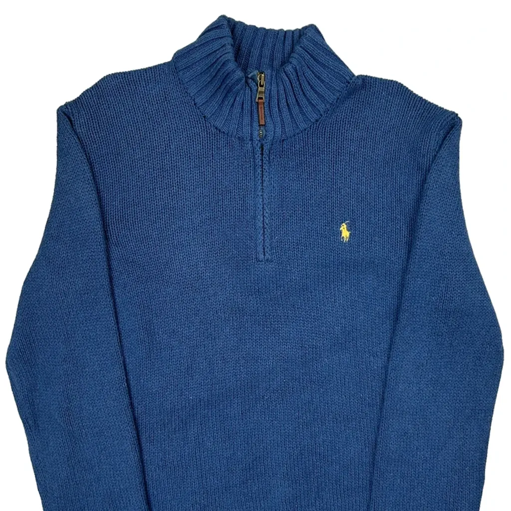 Polo By Ralph Lauren 1/4 Zip - XL Blue Cotton - Image 5