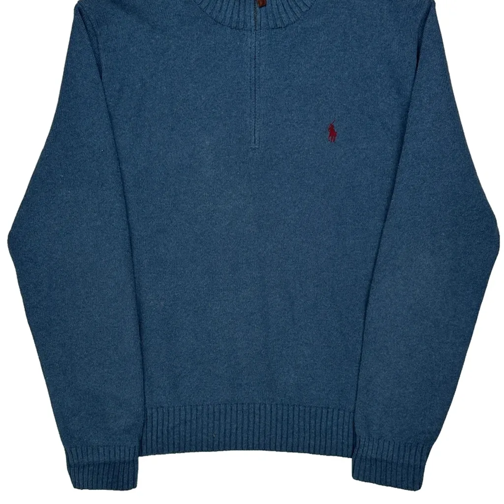Polo By Ralph Lauren 1/4 Zip - XL Blue Cotton - Image 4
