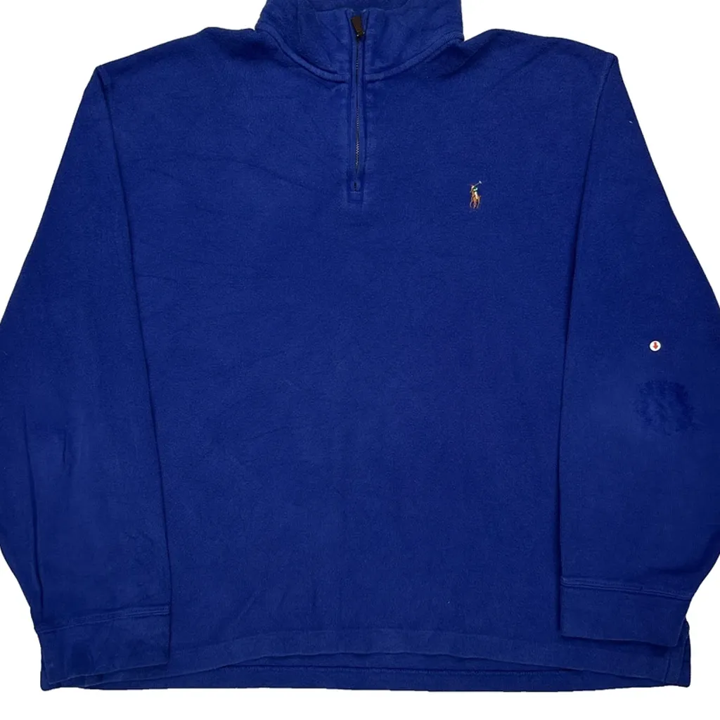 Polo By Ralph Lauren 1/4 Zip - XL Blue Cotton - Image 9