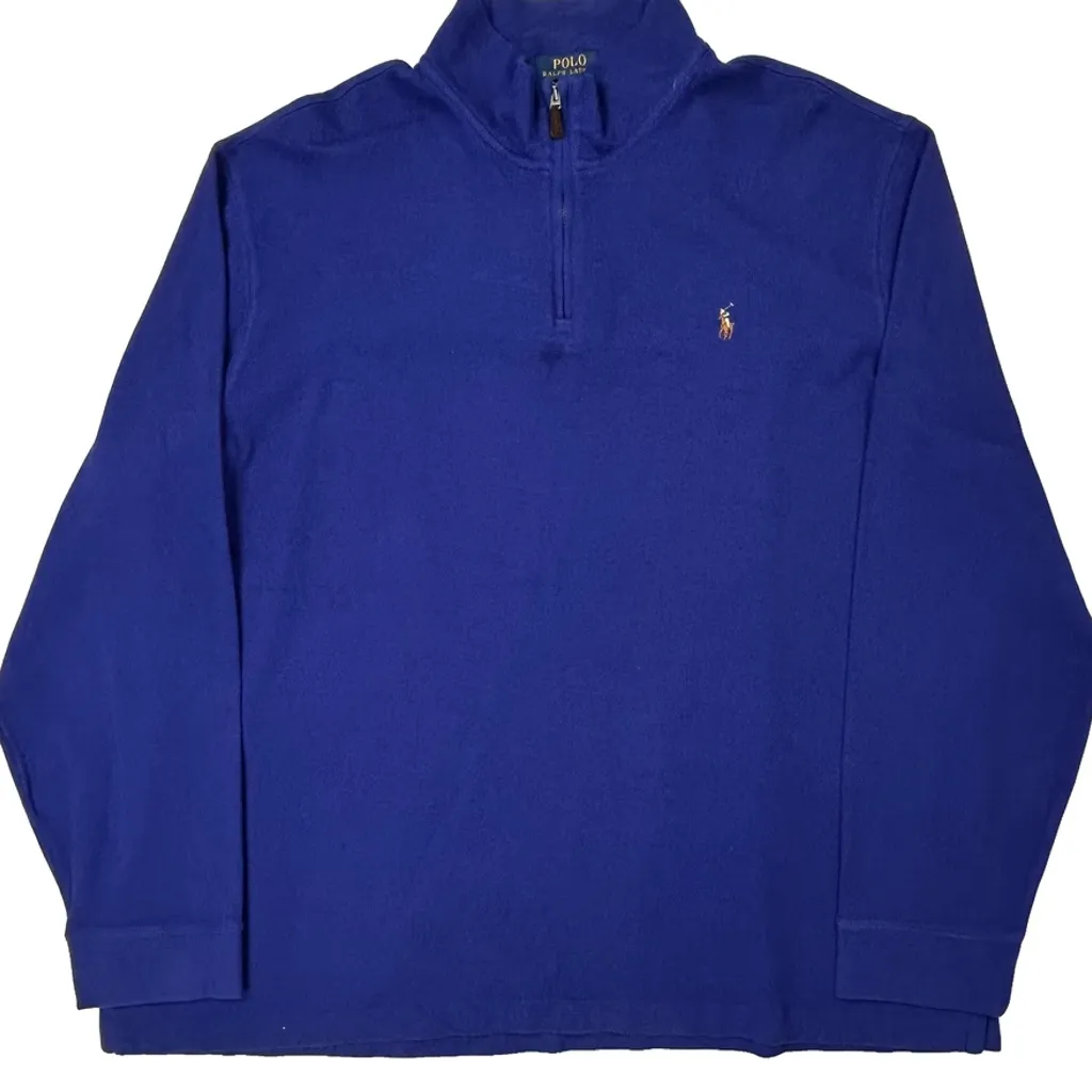 Polo By Ralph Lauren 1/4 Zip - 2XL Blue Cotton - Image 5