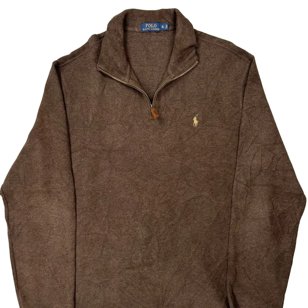 Polo By Ralph Lauren 1/4 Zip - XL Brown Wool Blend - Image 4