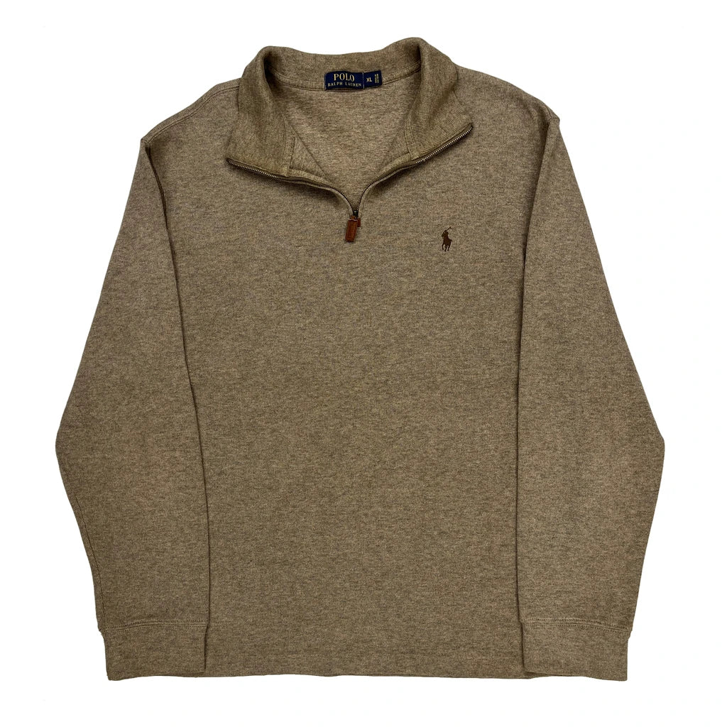 Polo By Ralph Lauren 1/4 Zip - XL Brown Cotton