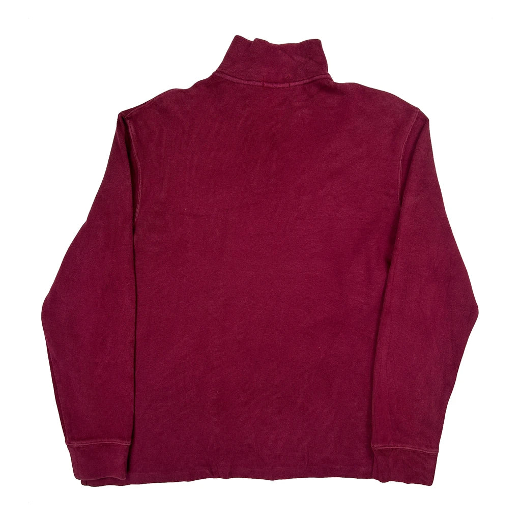 Polo By Ralph Lauren 1/4 Zip - Large Burgundy Cotton - Image 2