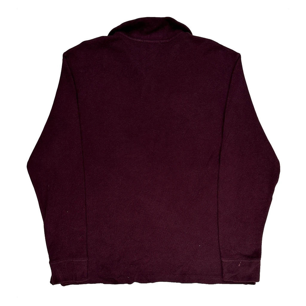 Polo By Ralph Lauren 1/4 Zip - Large Burgundy Cotton - Image 2