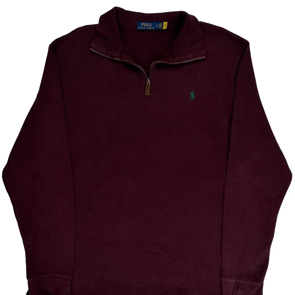 Polo By Ralph Lauren 1/4 Zip - Large Burgundy Cotton - Image 4