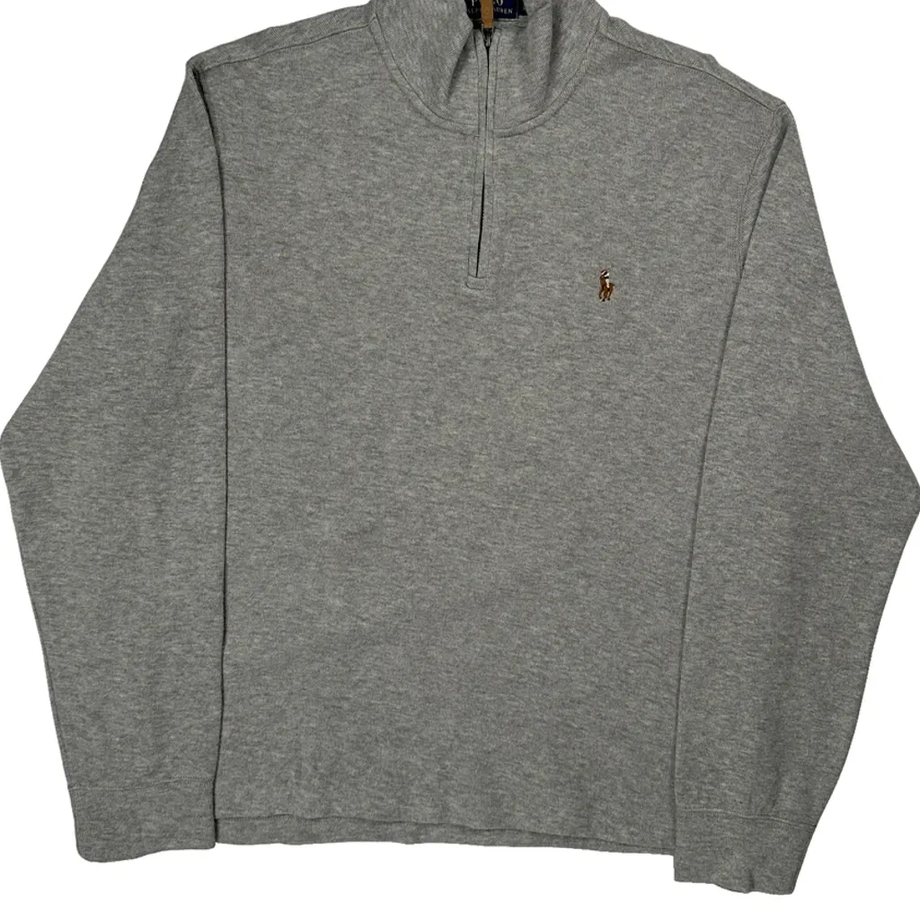 Polo By Ralph Lauren 1/4 Zip - Large Gray Cotton - Image 4