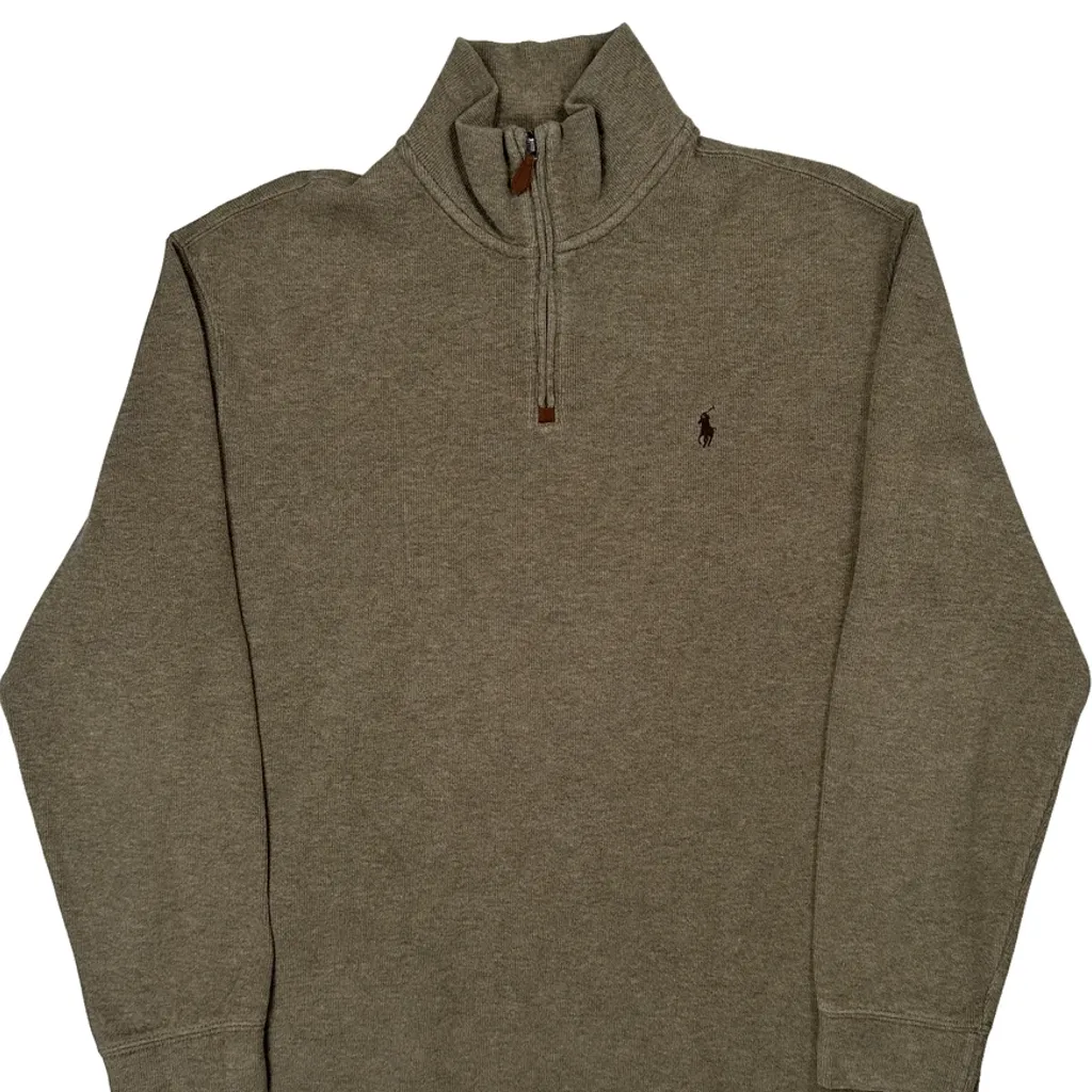 Polo By Ralph Lauren 1/4 Zip - Large Gray Cotton - Image 5