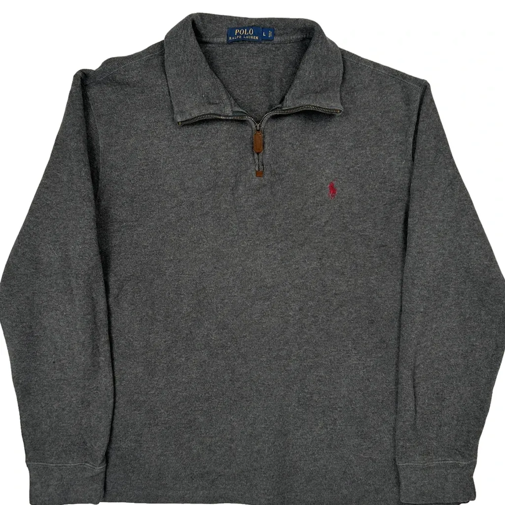 Polo By Ralph Lauren 1/4 Zip - Large Gray Cotton - Image 5