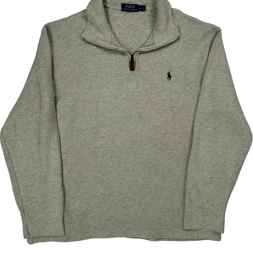 Polo By Ralph Lauren 1/4 Zip - Large Gray Cotton - Image 5