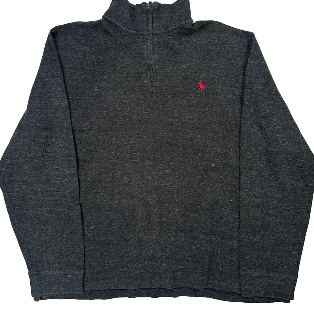 Polo By Ralph Lauren 1/4 Zip - XL Gray Cotton - Image 4