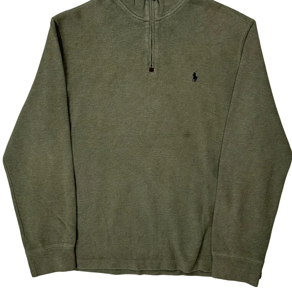 Polo By Ralph Lauren 1/4 Zip - Large Green Cotton - Image 4