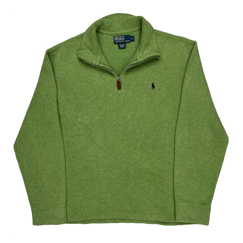 Polo By Ralph Lauren 1/4 Zip - Large Green Cotton