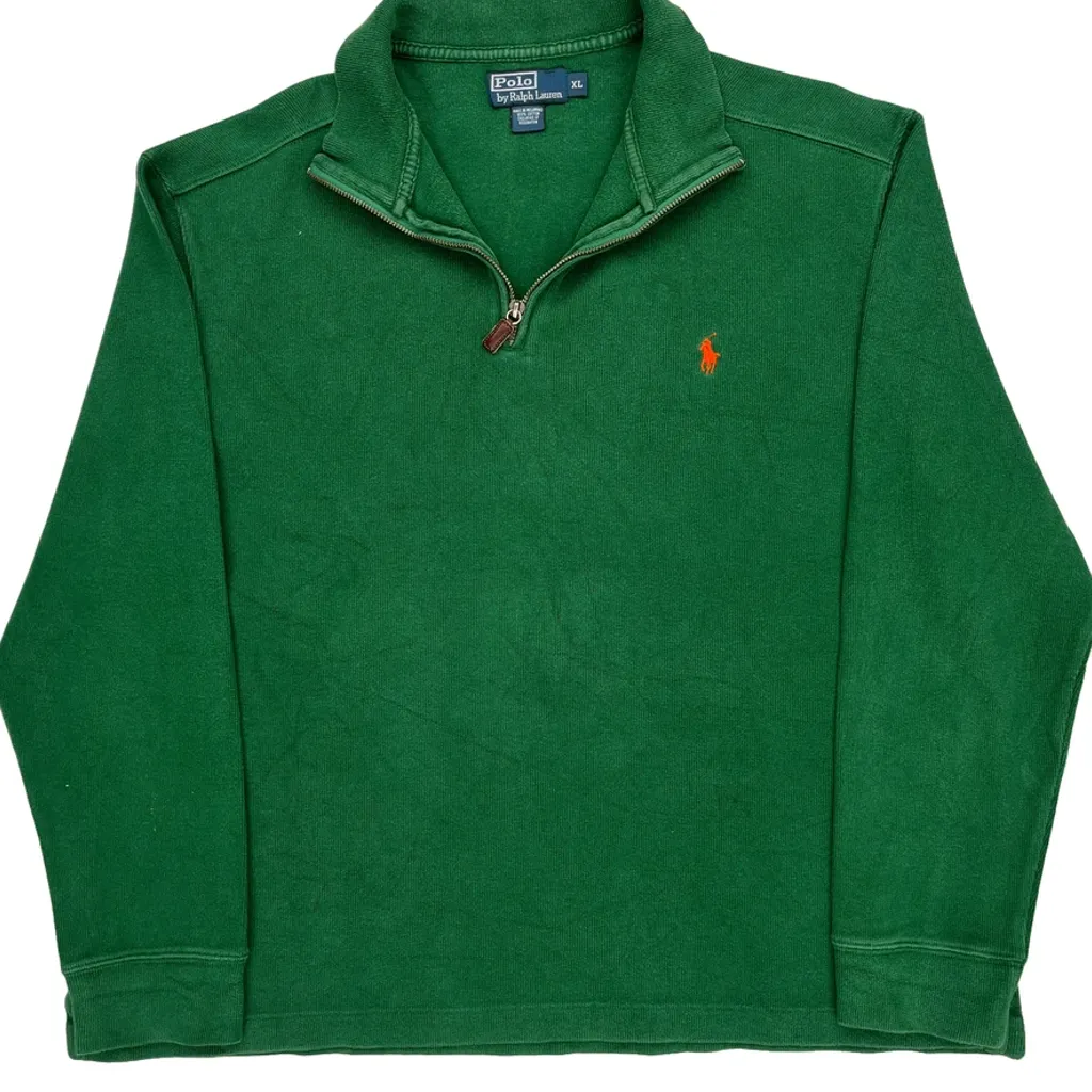 Polo By Ralph Lauren 1/4 Zip - XL Green Cotton - Image 5