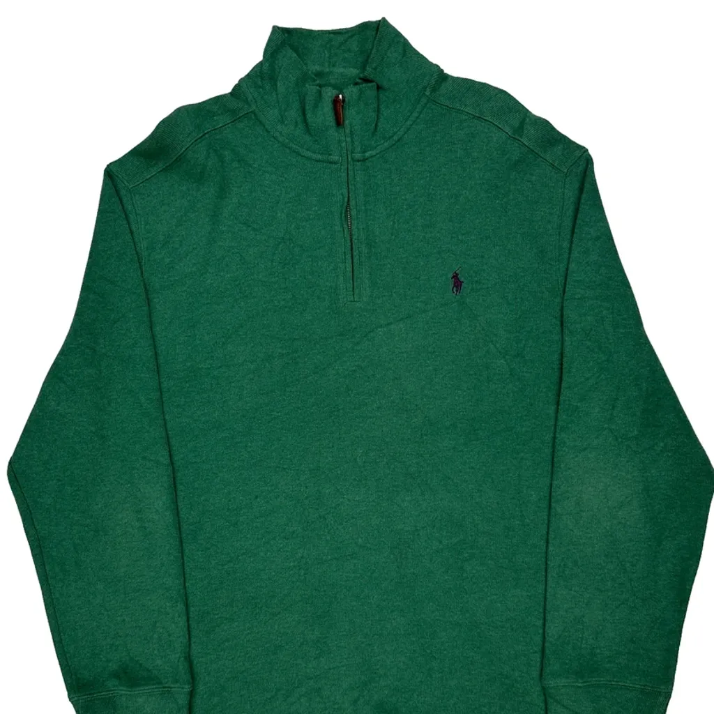 Polo By Ralph Lauren 1/4 Zip - XL Green Cotton - Image 4