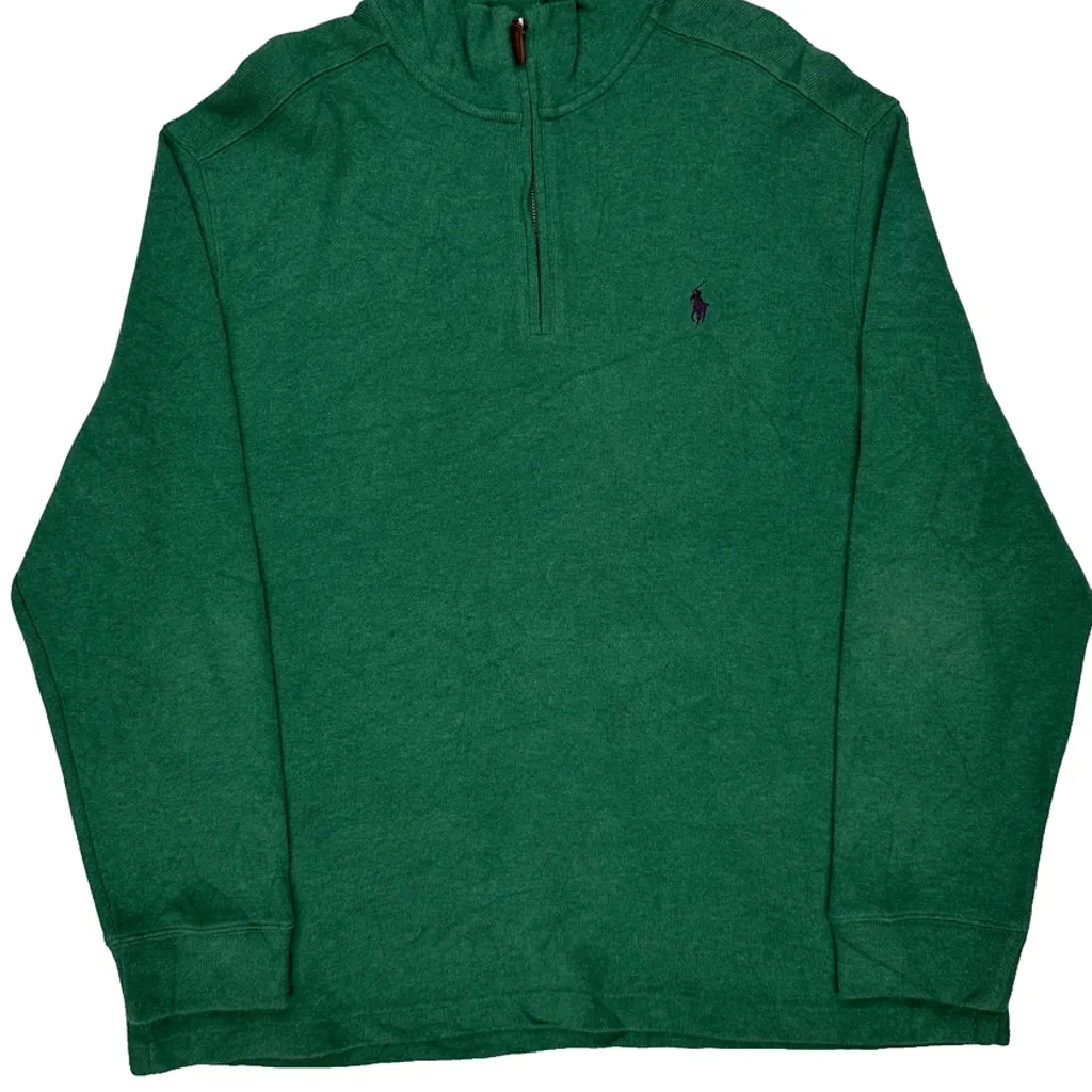 Polo By Ralph Lauren 1/4 Zip - XL Green Cotton - Image 5