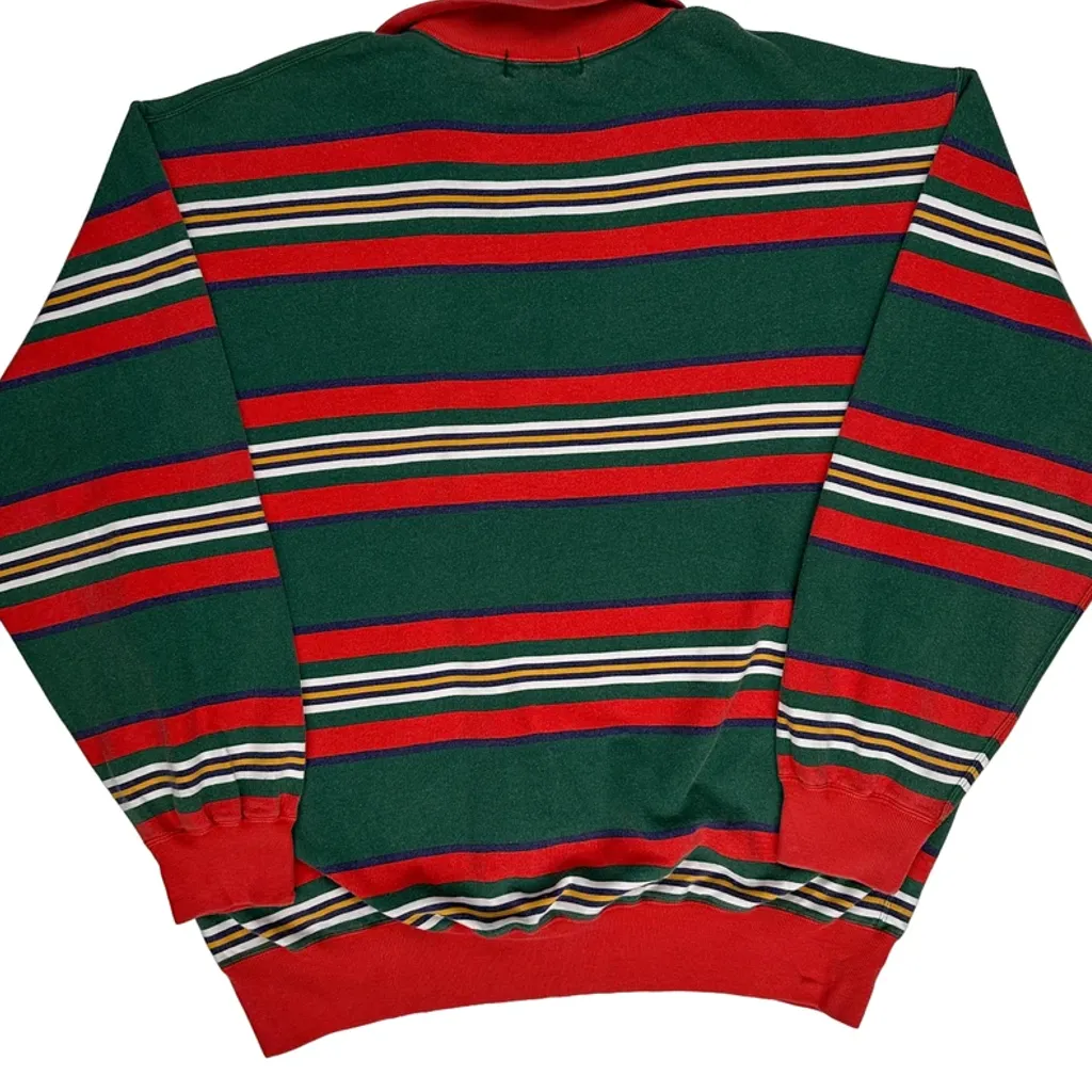 Polo By Ralph Lauren Striped 1/4 Zip - 2XL Green Cotton - Image 6
