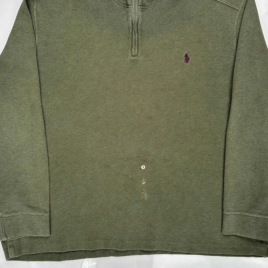 Polo By Ralph Lauren 1/4 Zip - 2XL Green Cotton - Image 4