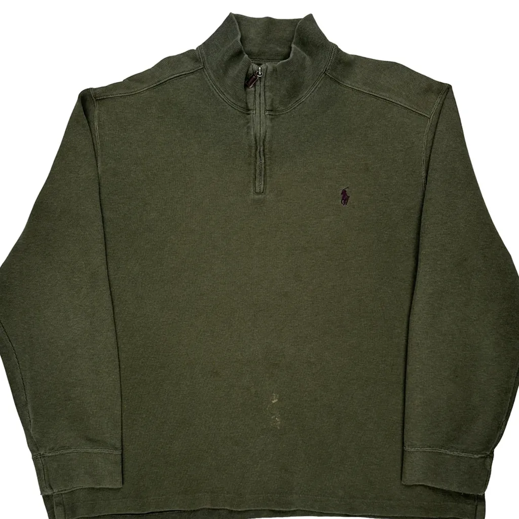 Polo By Ralph Lauren 1/4 Zip - 2XL Green Cotton - Image 6